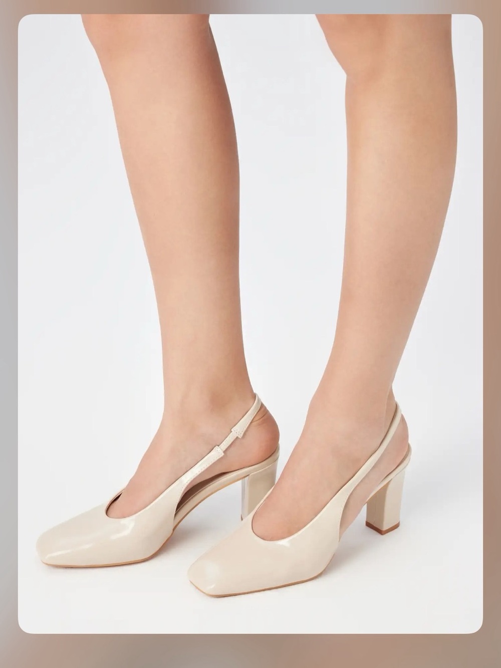 SQUARE TOE SLINGBACK CHUNKY HEELS 40